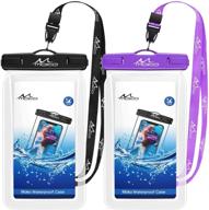 moko floating waterproof phone pouch holder [2 pack], floatable phone case dry bag with lanyard for iphone 13/13 pro max/12/12 pro max/11 pro, x/xr/xs max and samsung s21/s20/s10/s9/s8 logo