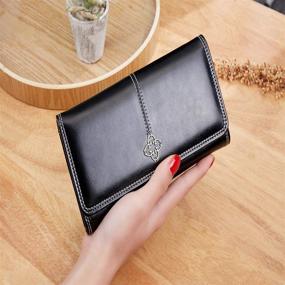 img 3 attached to Vintage Leather Wallet Handbag Black Red Women's Handbags & Wallets