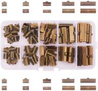 ph pandahall 100pcs variety pack: antique bronze ribbon clamp end crimps for bracelets, bookmarks, leather crafts - sizes 8-25x6-8x5mm - jewelry making supplies in a box logo