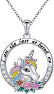 🦄 925 sterling silver heart pendant necklace with cute magical unicorn charm - perfect gift for women, girls, and daughters - 18 inch length logo