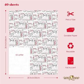img 1 attached to 🎁 UNIQOOO 40 Sheets Metallic Silver Red Merci Thank You Gift Tissue Paper Bulk: Perfect for Gift Wrapping, Party Favors, and More!