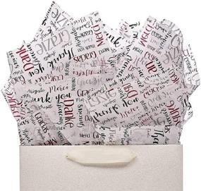 img 4 attached to 🎁 UNIQOOO 40 Sheets Metallic Silver Red Merci Thank You Gift Tissue Paper Bulk: Perfect for Gift Wrapping, Party Favors, and More!