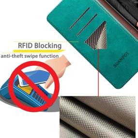 img 2 attached to 📱 RFID Blocking Leather Wallet Case for Samsung Galaxy A32 5G | SUANPOT Flip Folio Book Phone Case with Credit Card Holder | Shockproof Cover for Men and Women | Blue Green Samsung A32 5G Case Wallet