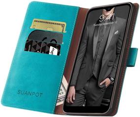 img 1 attached to 📱 RFID Blocking Leather Wallet Case for Samsung Galaxy A32 5G | SUANPOT Flip Folio Book Phone Case with Credit Card Holder | Shockproof Cover for Men and Women | Blue Green Samsung A32 5G Case Wallet