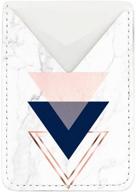 obbii pu leather card holder for back of phone with 3m adhesive stick-on credit card wallet pockets for iphone and android smartphones (rose pink blue triangle white marble) logo