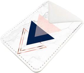 img 1 attached to Obbii PU Leather Card Holder For Back Of Phone With 3M Adhesive Stick-On Credit Card Wallet Pockets For IPhone And Android Smartphones (Rose Pink Blue Triangle White Marble)