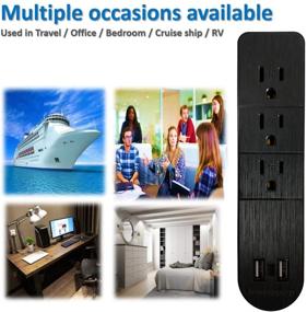 img 3 attached to 💡 Convenient Outlet Extender with Fast Charge - 2.4A Max, 3 Outlet Splitter for Cruise Ship, Bedroom & Dorm - iPhone, iPad Compatible (2 Pack, Black)