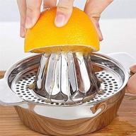 stainless steel manual fruit squeezer with pour spout - juices oranges, limes, lemons, and more - perfect for home bar or kitchen logo