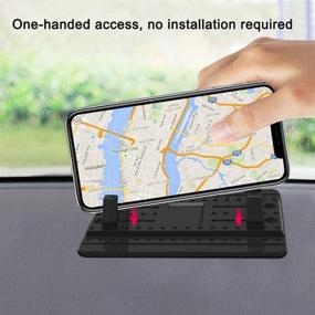 img 1 attached to 🚗 Усовершенствованный автомобильный держатель для телефона: воздушная решетка со щеткой и универсальное силиконовое крепление для надежной поддержки GPS и мобильного телефона
