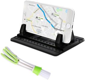 img 4 attached to 🚗 Усовершенствованный автомобильный держатель для телефона: воздушная решетка со щеткой и универсальное силиконовое крепление для надежной поддержки GPS и мобильного телефона