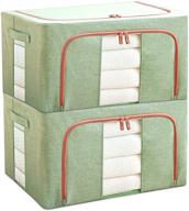 📦 westonbasics stackable & collapsible storage bins, linen fabric closet organizer boxes: set of 2 (23 quarts, green) logo