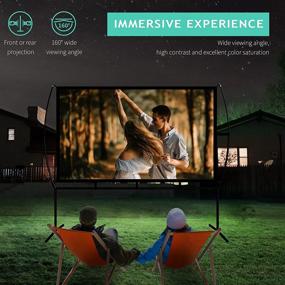 img 3 attached to 🎥 Ультимативный 150-дюймовый проекционный экран для использования на открытом воздухе: 4K HD, складной, с подставкой - идеально подходит для домашнего кинотеатра и просмотра фильмов, отличная идея в подарок!