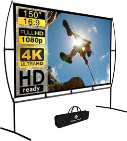 img 4 attached to 🎥 Ультимативный 150-дюймовый проекционный экран для использования на открытом воздухе: 4K HD, складной, с подставкой - идеально подходит для домашнего кинотеатра и просмотра фильмов, отличная идея в подарок!