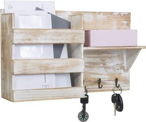 img 1 attached to 📫 Besti Wooden Mail Organizer, Key Holder & Wall Shelf: Vintage Country Farmhouse Décor for Hallways, Entryways & Kitchen (Rustic Floating Mount)