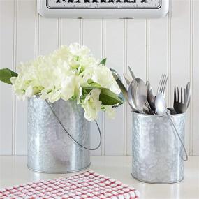 img 3 attached to Home Decor Galvanized Metal Buckets with Handles - Available in 2 Sizes (2 Pack)