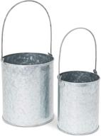 home decor galvanized metal buckets with handles - available in 2 sizes (2 pack) логотип