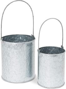 img 4 attached to Home Decor Galvanized Metal Buckets with Handles - Available in 2 Sizes (2 Pack)