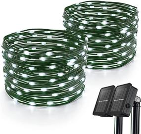 img 4 attached to Younger Solar Fairy Lights Outdoor Waterproof 2 Pack Each 33Ft 100 LED Solar String Lights Green Wire 8 Modes Copper Wire Lights For Tree Garden Patio Wedding Party Yard Christmas Decor(White)