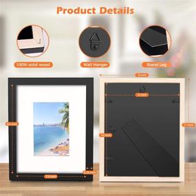 img 2 attached to 🖼️ Homuguz Black Wood Picture Frames Set of 4 - 8x10 with Glass and Mat for 4x6 5x7 Photo, Wall Mount or Table Top Stand Display