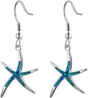 🌟 splendid sterling silver starfish necklace: adorned with blue opal, white opal, or green opal pendant and earrings logo