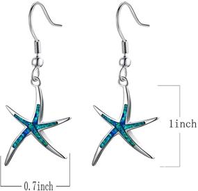 img 3 attached to 🌟 Splendid Sterling Silver Starfish Necklace: Adorned with Blue Opal, White Opal, or Green Opal Pendant and Earrings