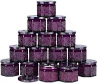 🕯️ pack of 18 octagon purple embossed glass candle containers with lids and labels - 4 oz logo