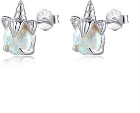 img 2 attached to 🦄 Sterling Silver Unicorn Earrings: Hypoallergenic Opal Jewelry for Girls, Women, and Kids - Perfect Unicorn Gifts