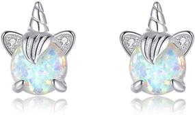 img 4 attached to 🦄 Sterling Silver Unicorn Earrings: Hypoallergenic Opal Jewelry for Girls, Women, and Kids - Perfect Unicorn Gifts