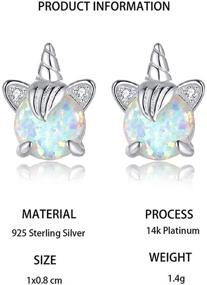 img 1 attached to 🦄 Sterling Silver Unicorn Earrings: Hypoallergenic Opal Jewelry for Girls, Women, and Kids - Perfect Unicorn Gifts