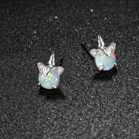 img 3 attached to 🦄 Sterling Silver Unicorn Earrings: Hypoallergenic Opal Jewelry for Girls, Women, and Kids - Perfect Unicorn Gifts