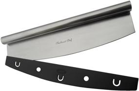 img 4 attached to 🍕 Enhanced Checkered Chef Pizza Cutter Rocker - 14 Inch Mezzaluna Knife with Blade Cover - Efficient Pizza Slicer and Scraper