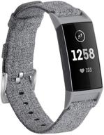 👟 hooroor холст woven band для fitbit charge 4 / charge 3 - мягкие дышащие тканевые запасные ремни, спортивные аксессуары для женщин и мужчин - доступные маленькие и большие размеры логотип