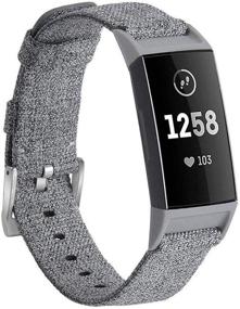 img 4 attached to 👟 Hooroor Холст Woven Band для Fitbit Charge 4 / Charge 3 - Мягкие дышащие тканевые запасные ремни, спортивные аксессуары для женщин и мужчин - Доступные маленькие и большие размеры