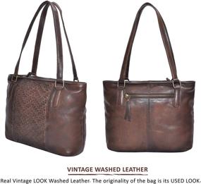 img 1 attached to 👜 Стильная кожаная сумка-тоут для женщин: сумка на молнии для путешествий, работы и плеча.