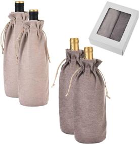 img 4 attached to 4-Pcs Personalized Holiday Wine Gift Bags with Drawstring and Tags 🍷 – Ideal for Christmas Gifts, Weddings, Birthdays, Graduations, Housewarmings and Reusable Wine Decorations