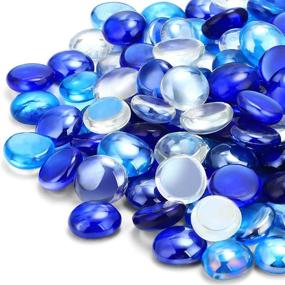 img 4 attached to 💎 10 LB Flat Glass Marbles: Stunning Decorative Stone Beads for Vases, Fish Tanks, and Floral Display - Sea Blue, Cobalt Blue, Transparent