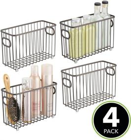 img 3 attached to mDesign Metal Bathroom Storage Organizer Basket Bin - Farmhouse Wire Grid Design - for Cabinets, Shelves, Closets, Vanity Countertops, Bedrooms, Under Sinks - Small, Pack of 4 - Bronze - Enhance Bathroom Organization and Décor