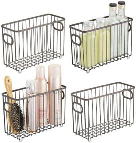 img 4 attached to mDesign Metal Bathroom Storage Organizer Basket Bin - Farmhouse Wire Grid Design - for Cabinets, Shelves, Closets, Vanity Countertops, Bedrooms, Under Sinks - Small, Pack of 4 - Bronze - Enhance Bathroom Organization and Décor