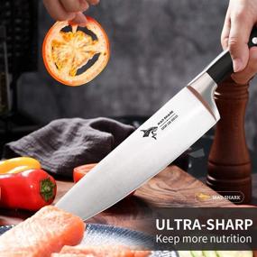 img 2 attached to 🔪 MAD SHARK 8 Inch Chef Knife: German Military Grade Composite Steel for ULTRA-SHARP Quality Kitchen Chopping - Vegetable and Meat Cutting - Cooking Chief Knife - High Carbon Stainless