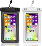 📱✅ 2-pack universal waterproof phone case - fits iphone 11 pro max xs max xr x 8 7 6s plus samsung galaxy s10/s9 google pixel 2 htc up to 7.0&#34;, ipx8 cellphone dry bag (black &amp; white) logo