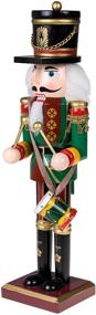 img 1 attached to Clever Creations Green Drummer 12 Inch Wooden Nutcracker: Festive Christmas Decoration for Shelves and Tables - Enhance Your Holiday Décor!