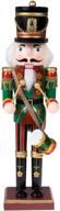 clever creations green drummer 12 inch wooden nutcracker: festive christmas decoration for shelves and tables - enhance your holiday décor! logo