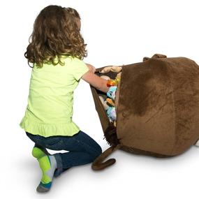img 2 attached to 🐒 Monkey Stuffed Animal Storage Bean Bag Chair Cover - Organize & Snuggle with 'SOFT 'n SNUGGLY' - No More Toy Hammocks or Nets - Bonus Storage for Blankets & Pillows