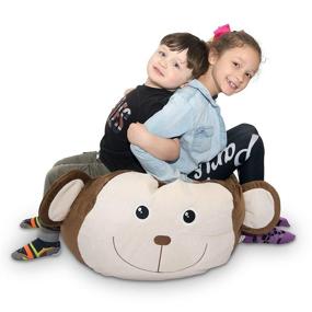 img 3 attached to 🐒 Monkey Stuffed Animal Storage Bean Bag Chair Cover - Organize & Snuggle with 'SOFT 'n SNUGGLY' - No More Toy Hammocks or Nets - Bonus Storage for Blankets & Pillows