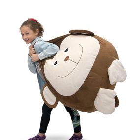 img 1 attached to 🐒 Monkey Stuffed Animal Storage Bean Bag Chair Cover - Organize & Snuggle with 'SOFT 'n SNUGGLY' - No More Toy Hammocks or Nets - Bonus Storage for Blankets & Pillows