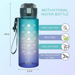 img 3 attached to 💧 32oz Motivational Time Marker Water Bottle with Straw - Stay Hydrated Daily, Leakproof Tritan BPA Free for Fitness, Office, and Outdoor Sports