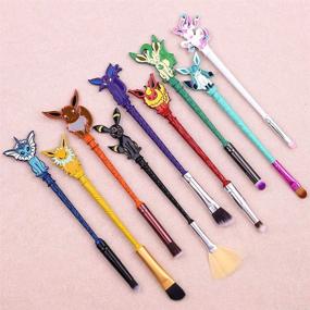 img 3 attached to 🎁 Pokemon Anime Series Makeup Brush Set: 9pcs Magic Wand Brushes with Premium Synthetic Fiber and Metal Handle for Flawless Makeup Application - Ideal Gift for Sisters