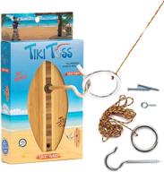 tiki toss hook and ring toss game for adults & kids - surfboard edition - short board with string and hooks for indoor and outdoor gaming логотип