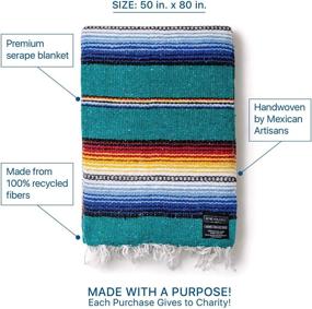 img 1 attached to 🧘 Premium Mexican Blanket: Authentic Handwoven Falsa Blanket &amp; Yoga Blanket, Crafted by Traditional Mexican Artisans - Ideal for Camping, Beach, Picnics &amp; Car Use