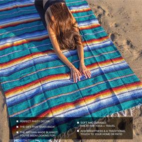 img 2 attached to 🧘 Premium Mexican Blanket: Authentic Handwoven Falsa Blanket &amp; Yoga Blanket, Crafted by Traditional Mexican Artisans - Ideal for Camping, Beach, Picnics &amp; Car Use